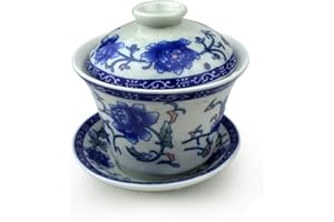 vv8oo Gaiwan - Tazza da tè cinese Penoy Qinghua, in porcellana, 155,9 g, colore: Peonia