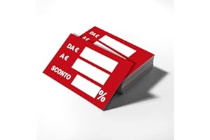 GENERICO CORMAR CARTELLINO CARTONCINO SCONTO Percentuale PREZZO 100 PEZZI - ideali per saldi e promozioni (ROSSO)
