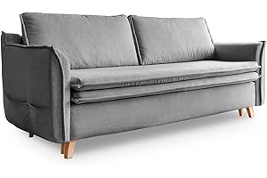 MIUFORM Schlafsofa mit Bettkasten, Schlafsofa Dauerschläfer - Big Sofa mit Schlaffunktion und Bettkasten, Schlafsofa mit Matratze, Sofabett, Schlafcouch mit Bettkasten, Schlafcouch Ausziehbar - Sofa Grau