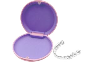 LERELIN Slim Denture Storage Box, Aligner and Retainer Case,Denture Holder with Silicone Textured Liner (Pink)