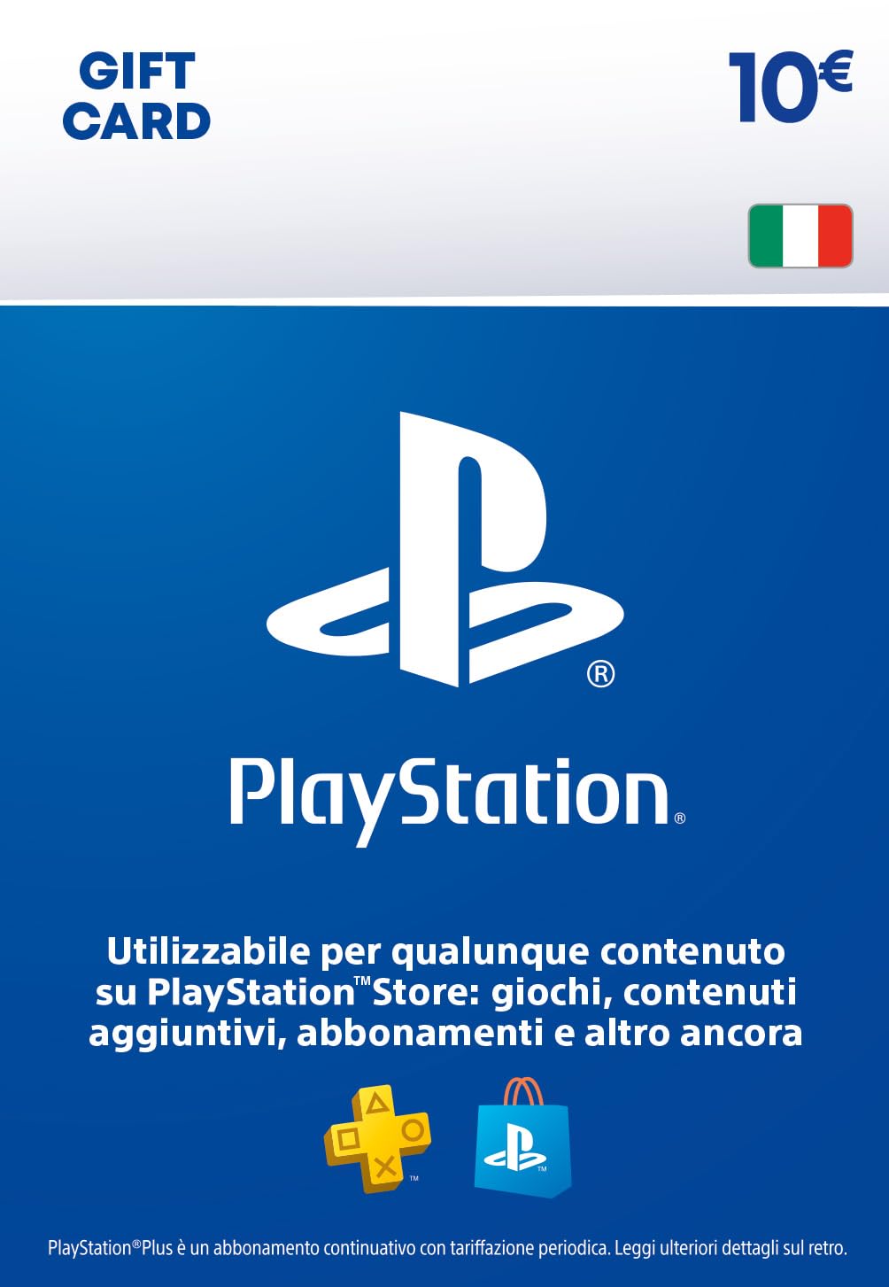 10€ PlayStation Store Gift Card per PlayStation Plus, Account italiano [Codice per email]