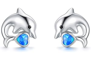 TOUPOP S925 Sterling Silber DelphineKaninchenHaiDrache Ohrstecker für Damen Erstellt Opal Schmuck Nette Ohrringe für Mädchen Geburtstagsgeschenke