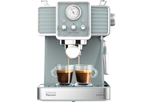 Cecotec Machine à café Express Power Espresso 20 Barista Pro. 2 Thermoblocks, 20Bars, Manomètre, Mode Auto pour 1 et 2 Café(s), Buse vapeur Orientable, Conduit pour Infusions, 2900W. (Tradizionale)