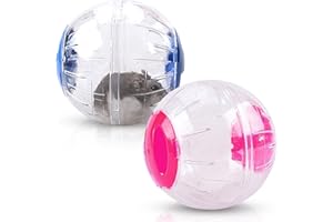 Avettcit 2PCS Hamster Running Ball, Transparent Hamster Exercise Ball, Eliminate Boredom and Increase Activity, Suitable for Hamsters Mice Rats Gerbils Small Animals, Pink/Blue (Diameter 12cm)