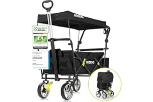 ‎HOBERG HOBERG Bollerwagen faltbar mit Dach | nutzbar als Gartenwagen, Handwagen & Transportwagen | klappbar – ideal für Strand & als Gartenkarre | der Faltbollerwagen für Hobby & Freizeit