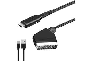 XUJAIOLQP Scart to HDMI Converter, HD Video Audio Converter, Scart to HDMI Adapter Cable with USB Cable for Monitor Computer Projector PC TV