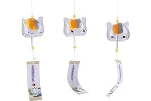 Falytemow Lot de 3 carillons à vent japonais romantiques en forme de cerises faites à la main en verre de style japonais pour cadeau d'anniversaire, décoration d'intérieur