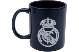 CYPBRANDS CyP Brands-Real Madrid, Taza para Desayuno en Caja, de Cerámica, 300 ml, Color Azul con Escudo en Blanco, Producto Oficial