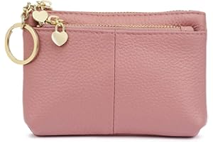 ZOUIQSS Damen Hochwertiges Kunstleder Schlüsselmäppchen Münztüte Kreditkartenetui Geldbörse (Rosa)