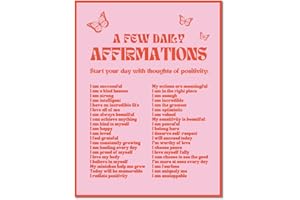 Lianxiaw Daily Affirmations - Póster rosa para estética de habitación, impresiones de moda positivas para pared, póster vintage de mariposa roja. (12 x 16 pulgadas sin marco)