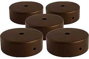 AMARCORDS - 5 Rosoni Lampadario in metallo, coprifili per lampada completo di accessori fermacavo viti e staffa da soffitto. Diametro 77mm altezza 26mm colore CORTEN