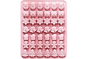 PTaizjjz Moldes de chocolate de Navidad, caja de regalo de Papá Noel, árbol de Navidad, pan de jengibre, guantes de campana, copos de nieve, molde de chocolate para Navidad, Año Nuevo, decoración de