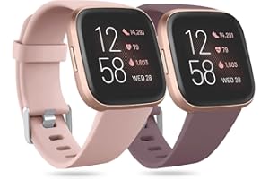 Ouwegaga Elastyczny silikonowy zamiennik paska do Fitbit Versa 2/Fitbit Versa/Versa Lite/Versa SE dla mężczyzn i kobiet, 2 szt