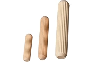 CONCEPT4U 21 pcs Assorted Wooden Dowels M6 M8 M10 Hard Wood Grooved Plugs Furniture Woodwork Grooved Fluted Pin Craft 6mm 8mm 10mm