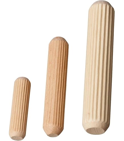 100pcs Wooden Dowels Hard Wood Grooved Plugs Furniture Woodwork Grooved