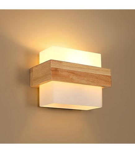Brocante wandlamp / olielamp elektrisch - tin met hout antiek melkglas