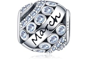 Panderu Damen Charm Anhänger Geburtsstein für Armband 925 Sterling Silber 12 Geburtsstein Charms Beads passend für Pandora Armband, Kompatibel mit Europäischen Armband und Halskette für Frauen Mädche