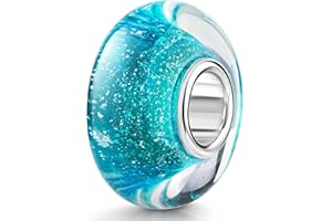 MATERIA by Matthias Wagner Colgante de cristal de plata 925, perlas de purpurina, color turquesa #964