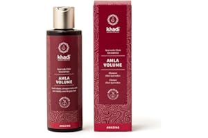 khadi AMLA VOLUME Ajurwedyjski szampon, 100% naturalny, wegański, bez silikonów i siarczanów, Mocne włosy i objętość dzięki silnym cebulkom włosów, wspomaga wzrost włosów, kosmetyki naturalne, 200ml