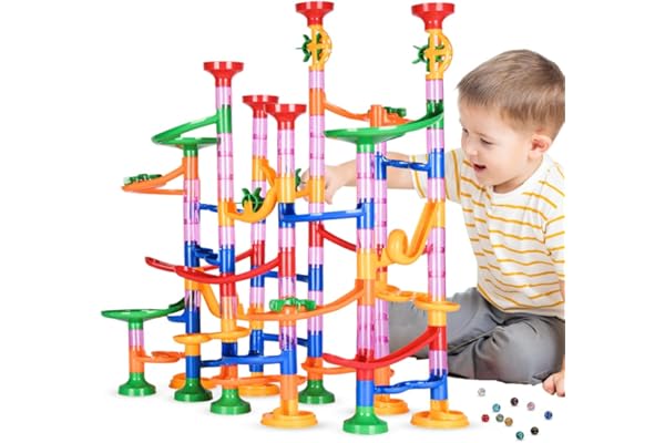 Ainiv Circuit de Billes Ensemble de Marble Run, 153 pièces, avec 30 Billes en Plastique et 20 Billes en Verre Lumineuses, Jeu de Billes Éducatif STEM pour Enfants de 3 Ans et Plus
