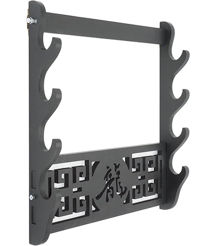 Supporto Da Parete Per Katana - Cohki In Legno Con Velluto Rosso, 3 Livelli, Stile Bushido - Foto 7