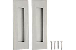 Malimali 2 Pack Stainless Steel Recessed Sliding Handles, 150mm Flush Door Hardware Finger Pulls for Pocket Closet Barn Door (Brushed Steel)