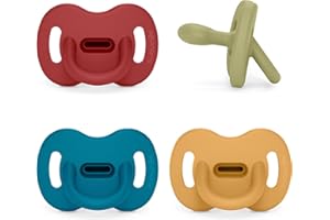 Suavinex, Pack 4 Chupetes Todo Silicona, para Bebés 6/18 Meses, Chupete con Tetina Fisiológica SX Pro, Súper Blandito y Flexible, Ideal para Dormir. Honey, Lake, Ocean, Chili