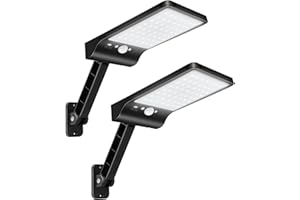 Moman Lampada Solare da Esterno, 56 LED Luce Solare LED Esterno con Sensore di Movimento 6500K 3 Modalità Impermeabile IP65 2 Pcs Faretti Solari con Telecomando (Nero), Faretto-LED-Esterno-Solar-Luce