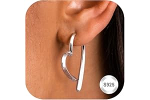 Adramata Orecchini Donna Argento 925 Orecchini Cerchio con Cuore Orecchini Placcati in Oro 14K Orecchini a Cerchio Piccoli Anallergici Orecchini Pendenti Oro Rosa Orecchini Oro Argento Donna