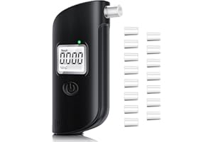 ZQAZXH Alkoholtester, Professionelles Alkoholmessgerät mit 15 Mundstücken, Digitaler Alkoholtester mit LCD-Bildschirm, mit LED-Notbeleuchtung für Den Persönlichen und Beruflichen Gebrauch