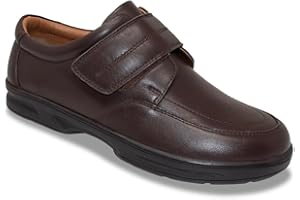 Chums Men's Dr Keller Wide Fit Leather Touch Fasten Shoes – Supportive & Easy-Fit with Cushioned Lining & Rubber Grip Sole