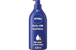 NIVEA Body Milk Nutritivo (1 x 625 ml), leche corporal que hidrata durante 72 h, crema hidratante corporal con aceite de almendras y ácido hialurónico, para piel seca