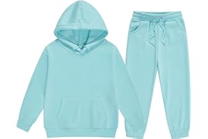 GENERIC Costumes Garcon et Fille Mode Pure Uni Doux Loose Tenue à Capuche Manche Longu Maillots de Survêtement pour Enfants, Ensemble de Jogging et Pantalon, idee Cadeau pour Enfants 2-14 ans
