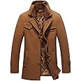 Litteking Men's Winter Pea Coat Casual Woolen Trench Coat Single Breasted Short Wool Jacket