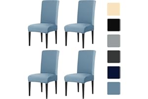 LUSCHEER Dining Room Chair Covers Set of 4, Chair Protector Slipcovers Stretch Removable Washable Decoration Seat Cover for Hotel, Ceremony, Banquet, Kitchen, Restaurant, Home (Blue)