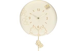 THUN - Orologio a Pendolo da Parete - Linea Elegance - Accessori e Decorazioni Casa - Ceramica, Meccanismo in Plastica - Ø 26 cm; profondità 4,5 cm; Figura Ceramica su Pendolo 6x2x6 cm
