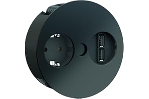 Bachmann 931.131 Twist 1xCEE7/3 Chargeur USB 1 x USB 2 m AEH, RAL9005 30GE Noir