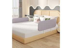 Jorunb Toddlers Bed Guard Rails Baby Bed Rail Guard Infants Safety Bed Guardrail, Universal Baby & Children Rail,Upgrade Reinforced Safety Fence Protector Bed Rail Guard for Cribs (1.5m grey)