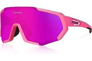 ‎QUESHARK Queshark Cycling Glasses, TR90 Unbreakable Frame Polarised Sports Sunglasses, Cycling Glasses for Men Women with 3 Interchangeable Lenses, for Driving, Fishing, Glof Baseball