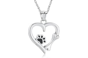 AIWENXI Urn Necklaces for Ashes Paw Print Forever Love Heart Pendant Necklace Cremation Necklace for Dog Cat Ash Cremation Jewellery Locket Keepsake Memorial