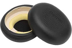 YCTZE Wymienne Nauszniki, Poduszki na Uszy do Słuchawek Jabra ELITE 45h do Słuchawek Evolve2 65 MS UC, Skóra Proteinowa, Materiał Gąbkowy(Czarny)