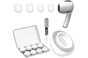 YISH Gommini per AirPods Pro/AirPods Pro 2：4 Paia Cuffie Auricolari con Custodia | Penna Pulizia | Foro Riduzione Rumore | Ricambio per Gommini Auricolari (XS/S/M/L)