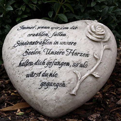 Immer wenn wir von dir erzählen, fallen Sonnenstrahlen in unsere Seelen. Grabschmuck Trauerherz mit Trauerspruch. Durchmesser 18cm - 4