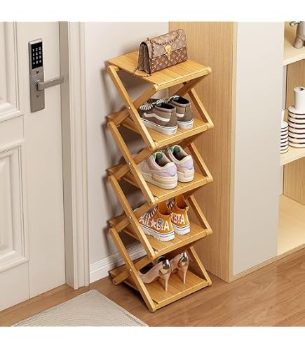 Étagère à Chaussures Pliable En Bambou Naturel – Rangement Pratique Pour Couloir, Placard, Chambre – Design Multifonction - 5