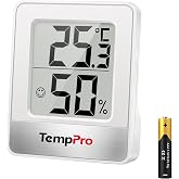 TempPro TP49 Small Digital Hygrometer, Indoor Thermometer, White | Monitor temperature and measure humidity for comfort in th