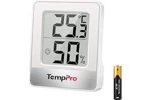 TempPro TP49 Small Digital Hygrometer, Indoor Thermometer, White | Monitor temperature and measure humidity for comfort in the office and at home, thermometer for reptile(formerly ThermoPro)