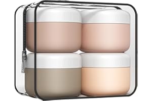 AURDOX Reise-Töpfe, Behälter für Toilettenartikel, Silikon-Cremedosen mit Spatel-Werkzeug und transparenter Tasche, TSA-zugelassene Mini-Reisegröße, auslaufsicher, Reiseutensilien für Kosmetik, 40 ml, 4