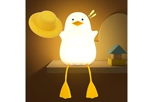 OKIYID Duck Night Light, Duck Gifts for Girl, Kids Night Light Lamp Gifts Bedside Lamp for Nursery, ABS+SIL, Touch Control, Portable and Rechargeable Dimmable, Birthday Gifts for Boys Girls ( Duck with Hat)
