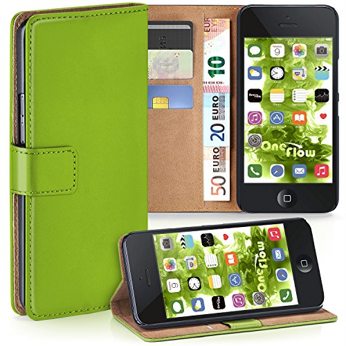 MoEx iPhone 5C HÃ¼lle GrÃ¼n mit Karten-Fach [OneFlow 360Â° Book Klapp-HÃ¼lle] Handytasche Kunst-Leder HandyhÃ¼lle fÃ¼r iPhone 5C Case Flip Cover SchutzhÃ¼lle Tasche