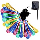 GDEALER Solar Outdoor Lichterkette 6 Meter 30 LEDs Wassertropfen Solarbetrieben Lichterkette Wasserfest Weihnachten Dekoration für Garten, Terrasse, Hof, Haus, Weihnachtsbaum, Feiern - RGB